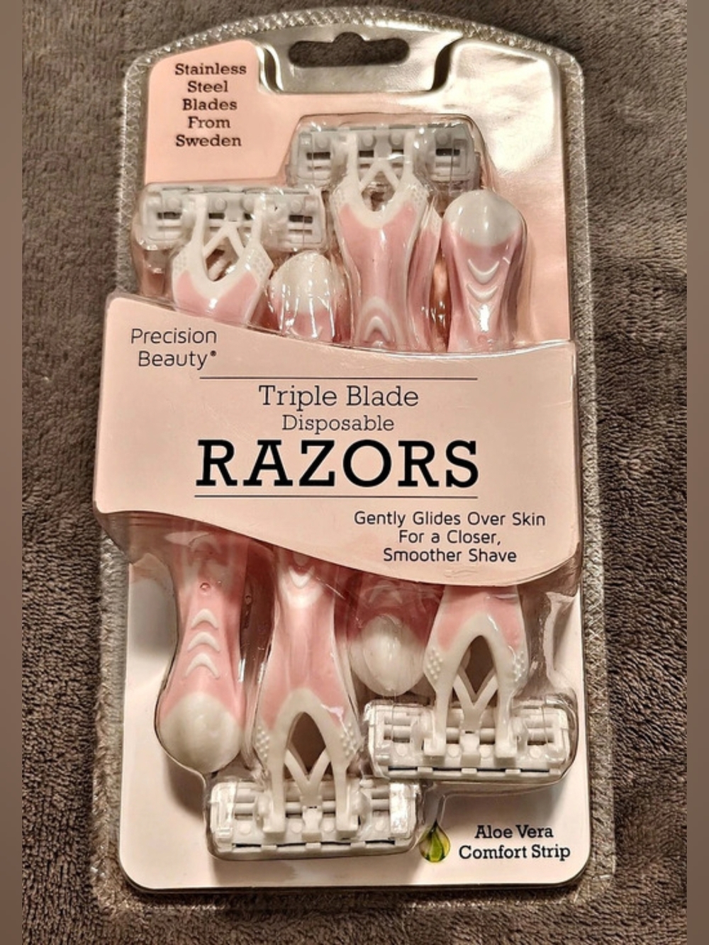 Precision Beauty Triple Blade Disposable Razors Pink & White 8 Count NWT
